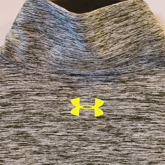 UA Coldgear Gray + Neon Green Half Zip Pullover - Picture 5 of 6